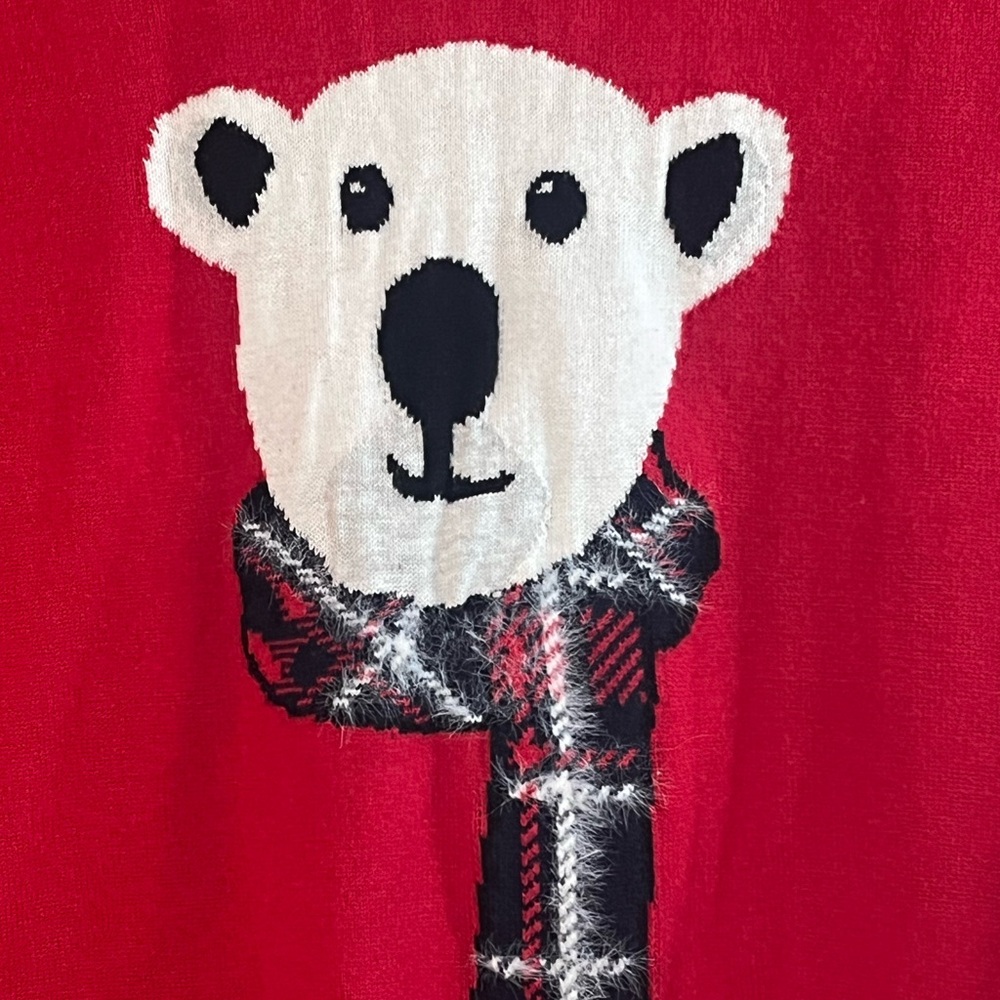 TOMMY HILFIGER Cozy Polar Bear Red Knit Sweater - Picture 3 of 12